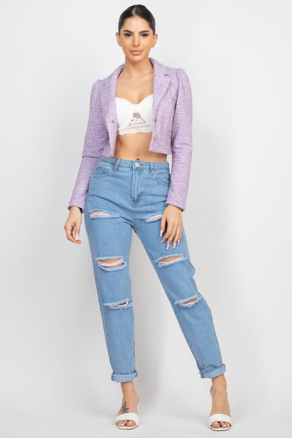 Rolled Hem Ripped Denim Jeans