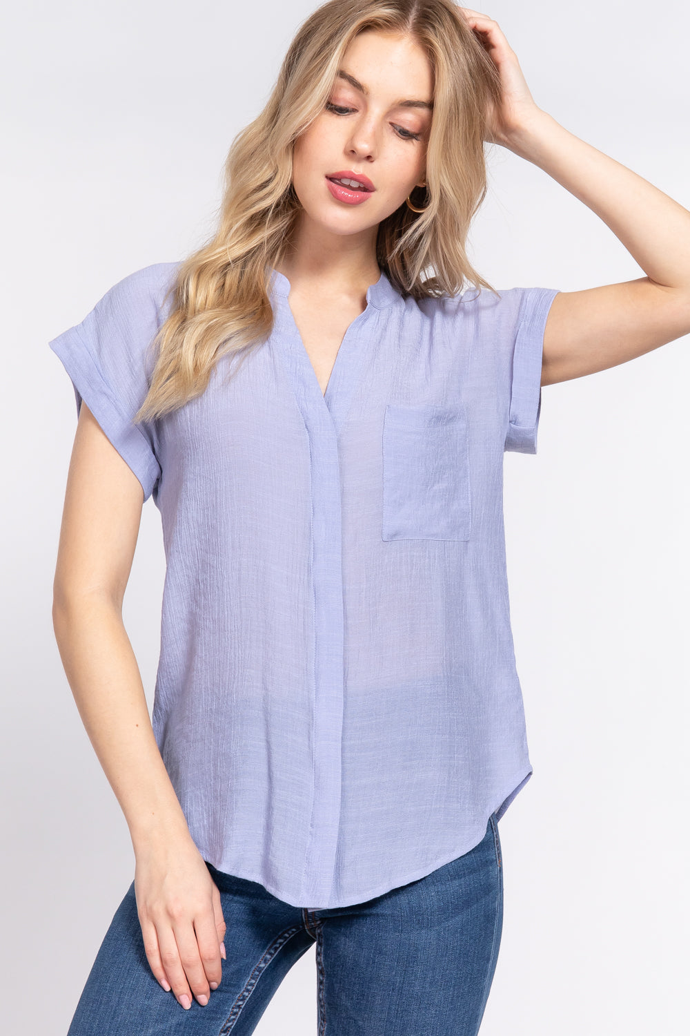 Dolman Slv Button Down Woven Top