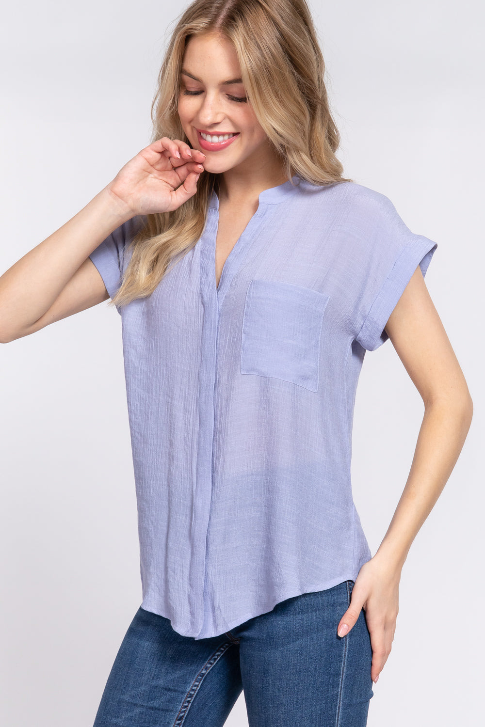 Dolman Slv Button Down Woven Top